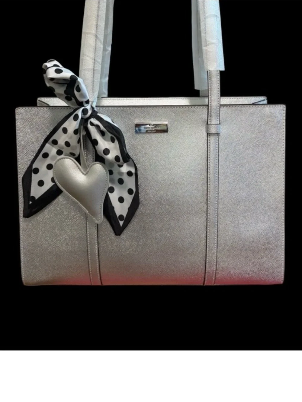 Kate Spade New York Gifting Tote KI965 Metallic Saffiano Lunar Light NWT
